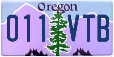 OR license plate 011VTB