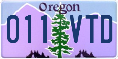 OR license plate 011VTD