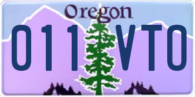 OR license plate 011VTO