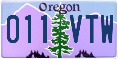 OR license plate 011VTW