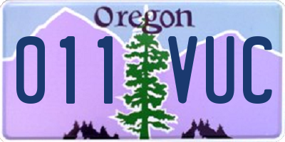 OR license plate 011VUC