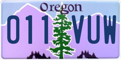 OR license plate 011VUW