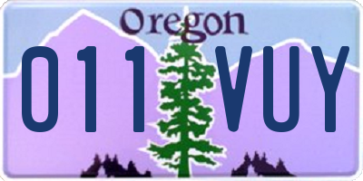 OR license plate 011VUY