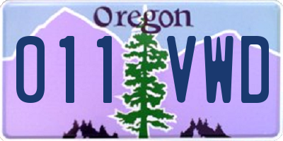 OR license plate 011VWD