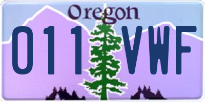 OR license plate 011VWF