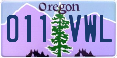 OR license plate 011VWL