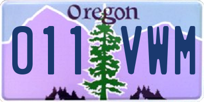 OR license plate 011VWM