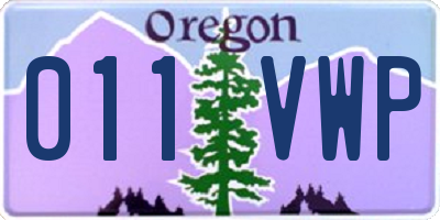 OR license plate 011VWP
