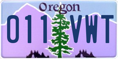 OR license plate 011VWT