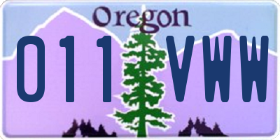 OR license plate 011VWW