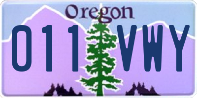 OR license plate 011VWY