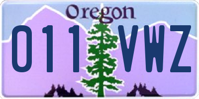 OR license plate 011VWZ