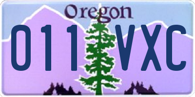 OR license plate 011VXC