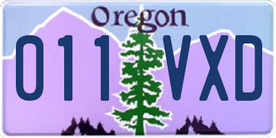 OR license plate 011VXD