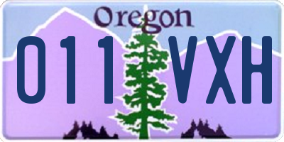 OR license plate 011VXH