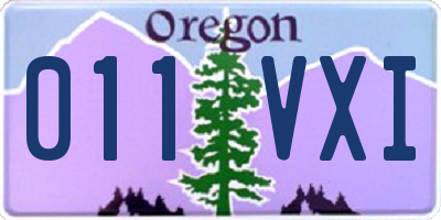 OR license plate 011VXI
