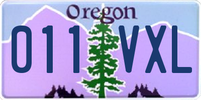 OR license plate 011VXL