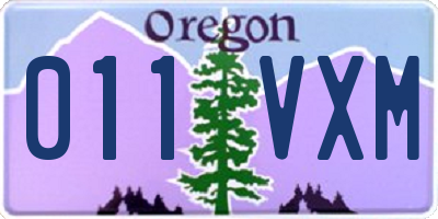 OR license plate 011VXM