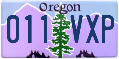 OR license plate 011VXP