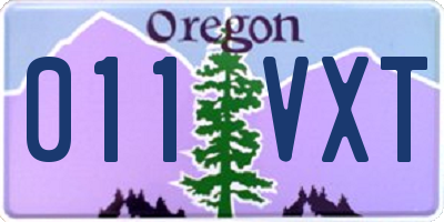 OR license plate 011VXT