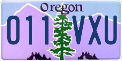 OR license plate 011VXU