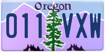 OR license plate 011VXW