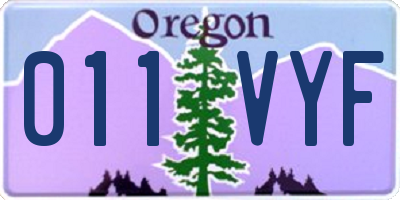 OR license plate 011VYF
