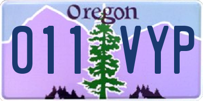 OR license plate 011VYP