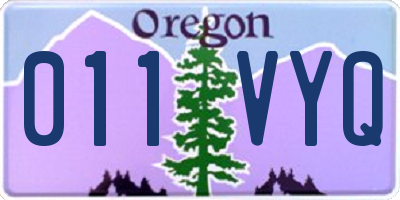 OR license plate 011VYQ