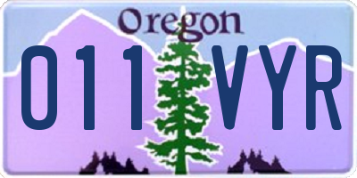 OR license plate 011VYR