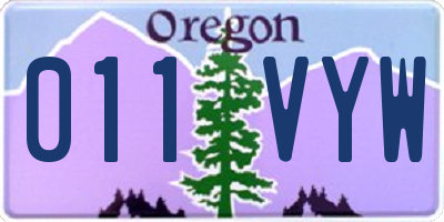 OR license plate 011VYW
