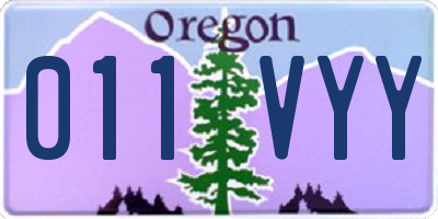 OR license plate 011VYY