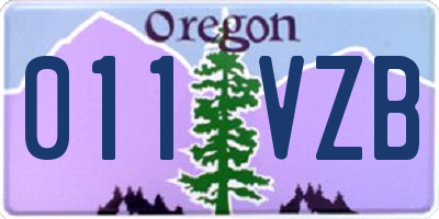 OR license plate 011VZB