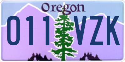 OR license plate 011VZK