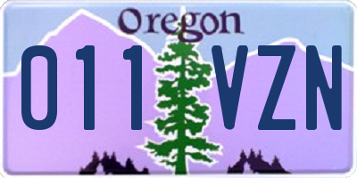 OR license plate 011VZN