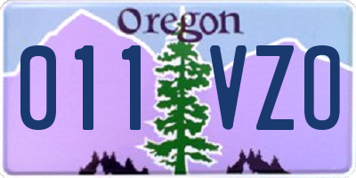 OR license plate 011VZO
