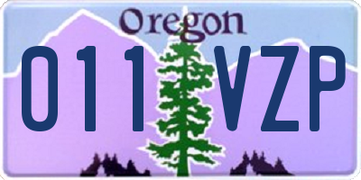 OR license plate 011VZP