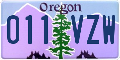 OR license plate 011VZW