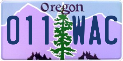 OR license plate 011WAC