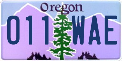 OR license plate 011WAE