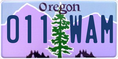 OR license plate 011WAM
