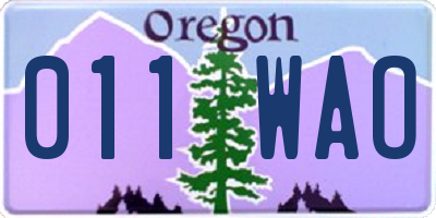 OR license plate 011WAO