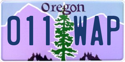OR license plate 011WAP