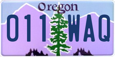 OR license plate 011WAQ
