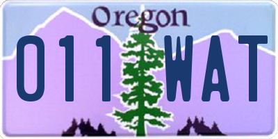 OR license plate 011WAT