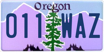 OR license plate 011WAZ