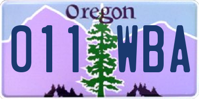 OR license plate 011WBA