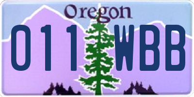 OR license plate 011WBB