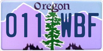 OR license plate 011WBF