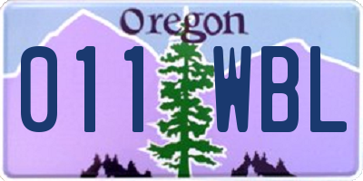 OR license plate 011WBL